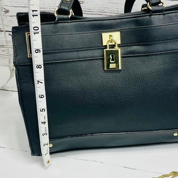 JUICY COUTURE Black Satchel Style Purse with Lock and Key - Picture 10 of 13